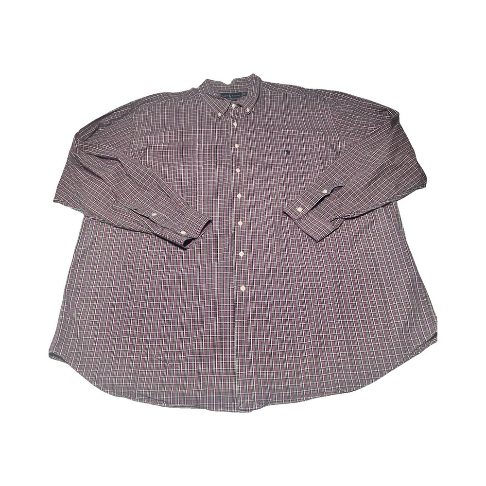 Ralph Lauren Mens 3XLT Classic Fit Plaid Button Down Shirt Purple Yellow Tall